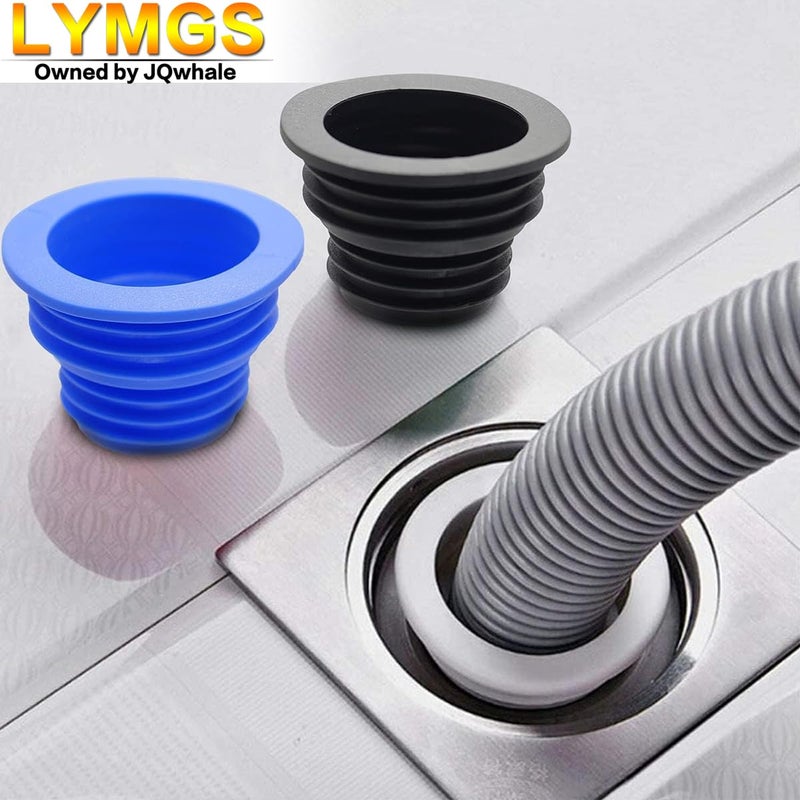 LYMGS Universal Fit Drain Pipe Hose Silicone Plug, Washing Machine Drain Hose Sealing Plug Kitchen Pipe Sewer Seal Ring Laundry Room Bathroom Bathtub, Black White Blue 3 Pack - Image 4