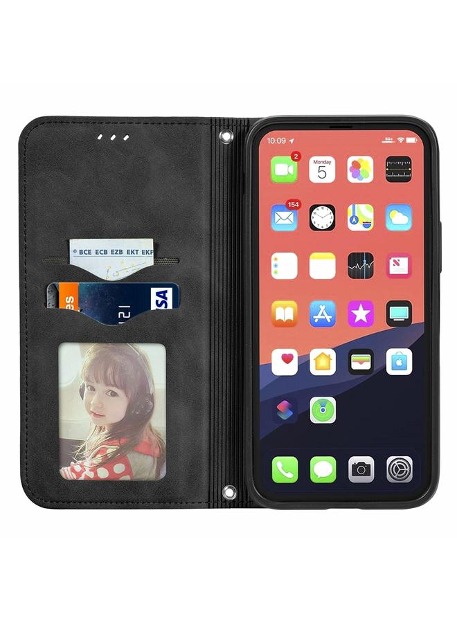 S-TOP Case For iPhone 15 Pro Retro Skin Feel Magnetic Flip Leather Phone Case - Image 3