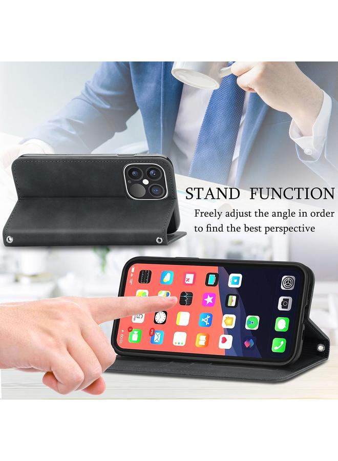 S-TOP Case For iPhone 15 Pro Retro Skin Feel Magnetic Flip Leather Phone Case - Image 5