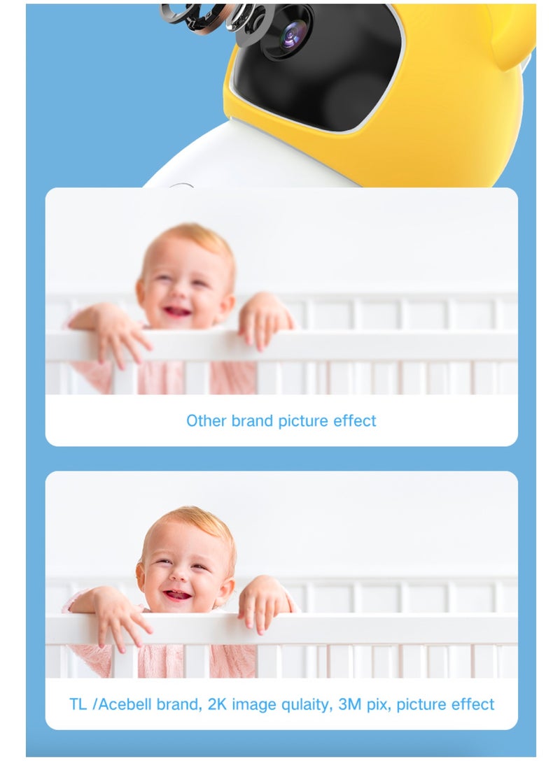 أييب كاميرا مراقبة الطفل المحمولة مع واي فاي وتحكم ذكي ووصول لاسلكي عن بعد بدقة 1080 بكسل ودوران فيديو رقمي وصوت ثنائي الاتجاه وشاشة عرض عالية الدقة 5 بوصات ووضع فوكس وكاميرا ويب تيدي بالأشعة تحت الحمراء للرؤية الليلية (دب أصفر عسلي) - Image 4