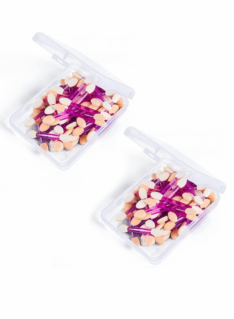Excefore Disposable Eyeshadow Brushes, 100 Pcs Disposable Dual Sides Eye Shadow Sponge Applicators with Container - Image 1