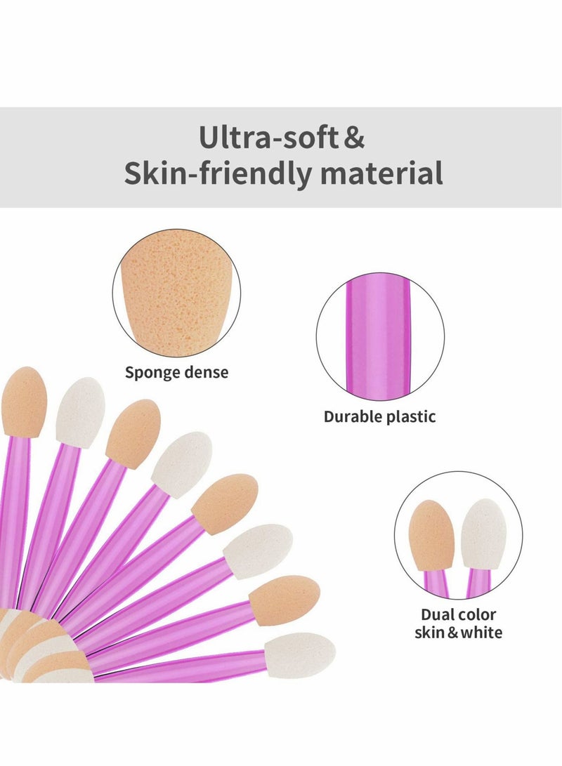 Excefore Disposable Eyeshadow Brushes, 100 Pcs Disposable Dual Sides Eye Shadow Sponge Applicators with Container - Image 3
