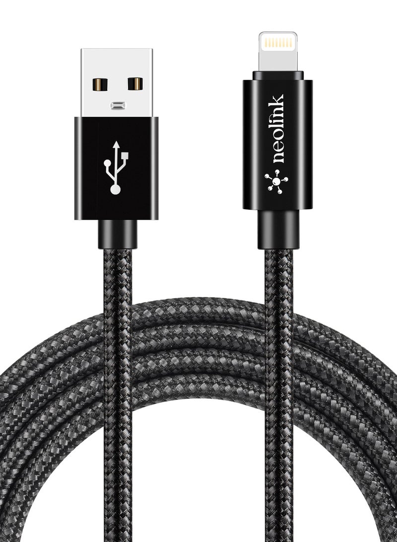 Neolink 1M Heavy Duty Braided Nylon 20W 2.4A Type A to Lightning 480Mbps High-Speed Data Transfer Cable, ROHS Certified Lightning Cable Fast Charging Cords Compatible with iPhones/Airpods/Car Chargers