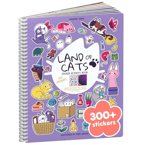 CUPKIN Land of Cats 300 Kids Sticker Book by Cupkin Toddler Road Trip Coloring and Sticker Book Road Trip Essentials 8 Coloring Pages 8 Side by Side Scenes for Ages 28 Years - Image 1