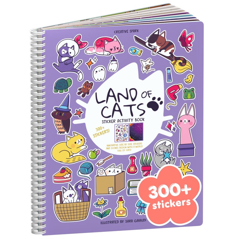 CUPKIN Land of Cats 300 Kids Sticker Book by Cupkin Toddler Road Trip Coloring and Sticker Book Road Trip Essentials 8 Coloring Pages 8 Side by Side Scenes for Ages 28 Years - Image 2