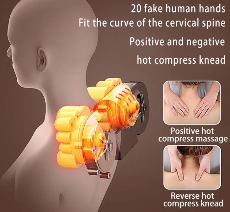 FENGMINGOO Back Shoulder Hips and legs Massager - Adjustable Massage Chair, Ease Stiffness/Tension with 5 Zone Settings, Relax Full, Upper Lower Back Muscles, Roller, Vibration, Soothing Heat（Brown） - Image 3