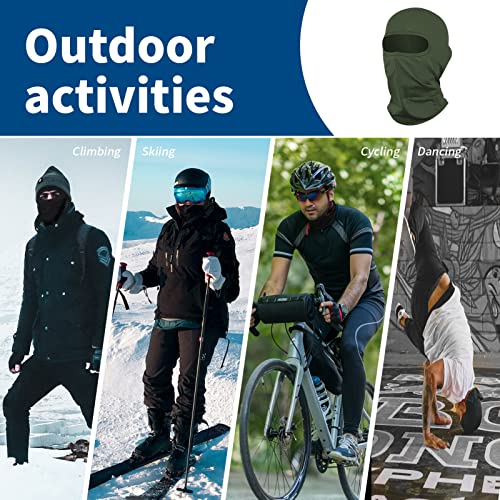 YESLIFE 2 Pieces Balaclava Ski Mask for Men and Women, Winter Face Mask, Shiesty for Skiing, Snowboarding & Motorcycle (Army Green+Black) - Image 5