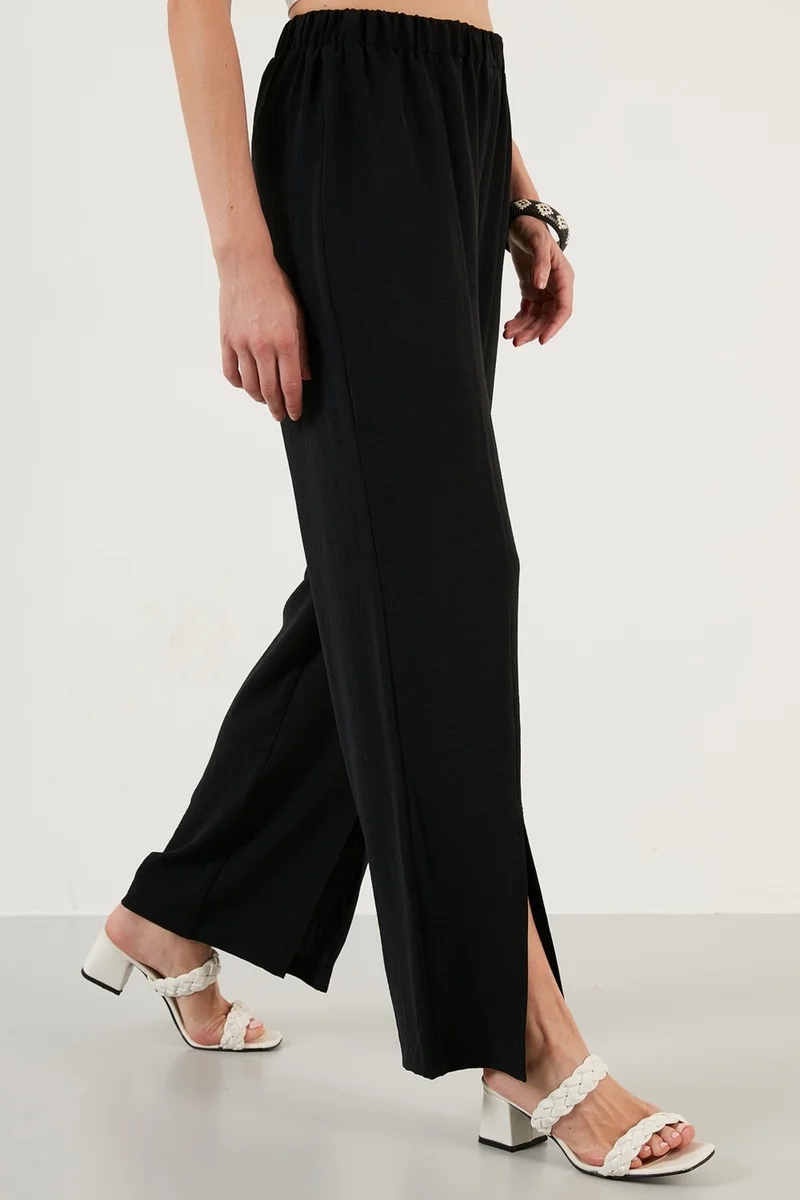 ليلا Elastic Waistband Slit Comfortable Cut Trousers Women's Trousers 6057038