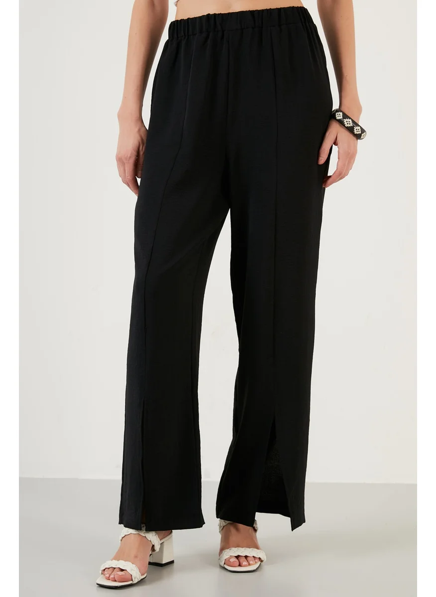 Lela Elastic Waistband Slit Comfortable Cut Trousers Women's Trousers 6057038