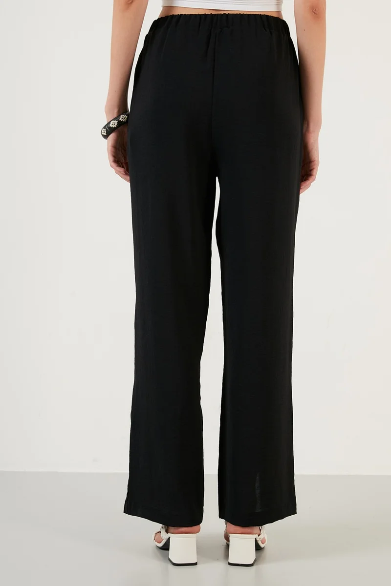 ليلا Elastic Waistband Slit Comfortable Cut Trousers Women's Trousers 6057038