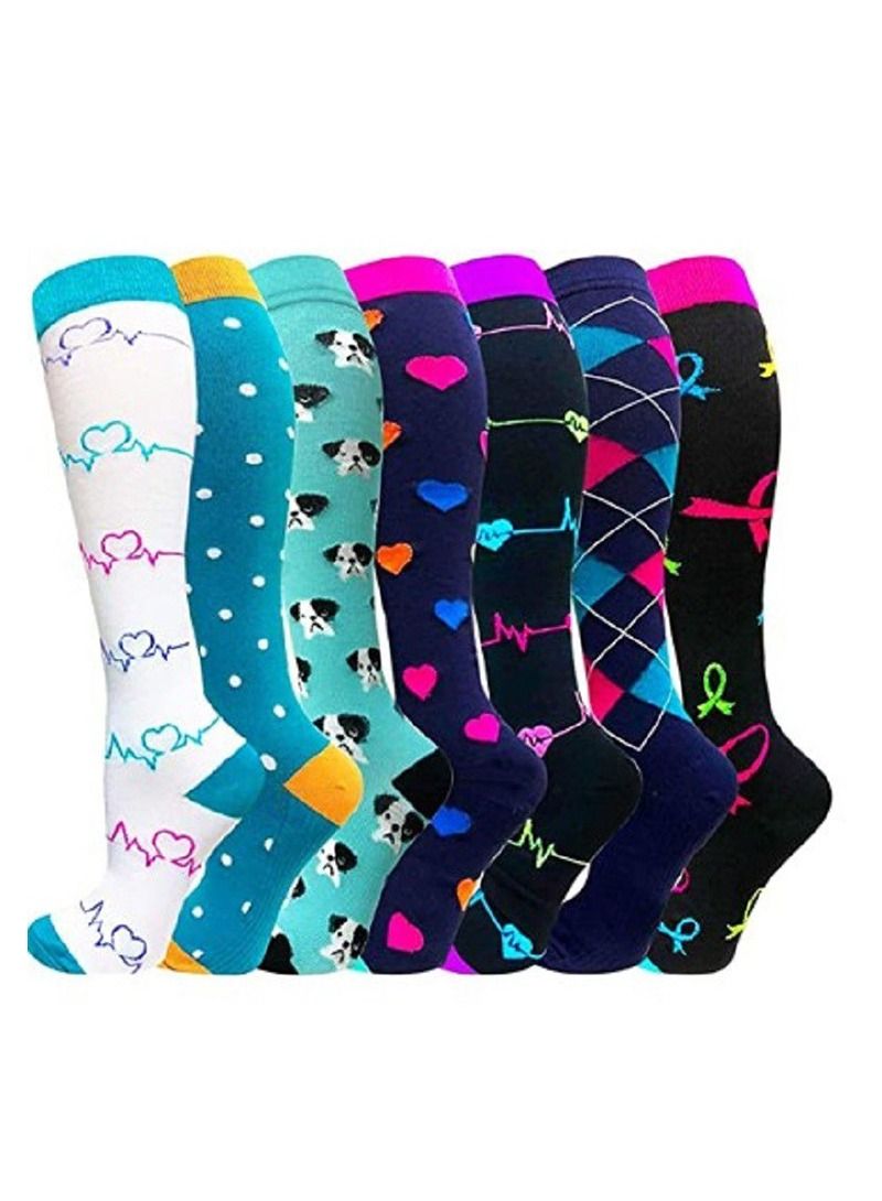 Loquat 7 Pair Anti Slip Sport Knee High Socks Athletic Socks