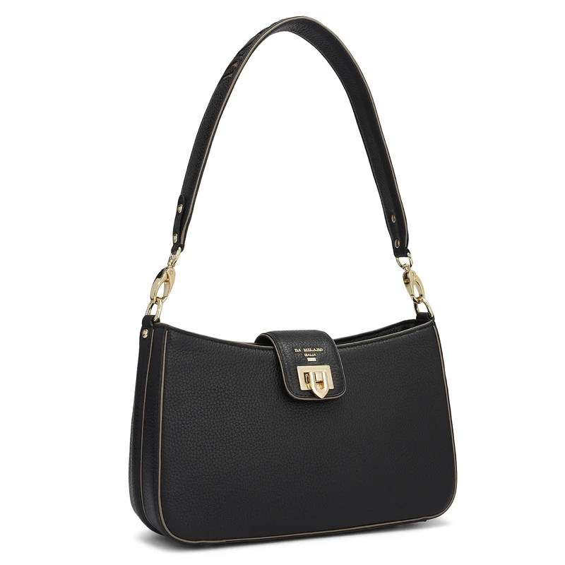 Da Milano Genuine Leather Black Sling Bag