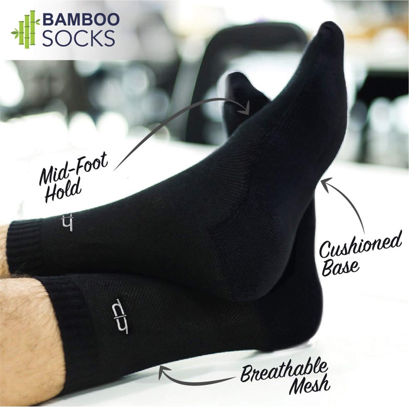 HEELIUM Bamboo Socks For Men, Crew Socks, Formal & Office Wear, Odour Free & Breathable, 3X Softer Than Cotton Socks - Crew Length, Black - Image 2