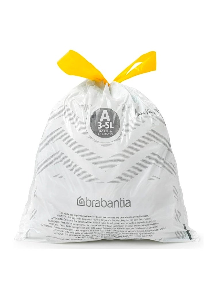 برابانتيا أكياس نفايات Brabantia PerfectFit مقاس A (3–5 لتر) – 60 كيس، أكياس قمامة قوية مع رباط سحب، لون أبيض - Image 4