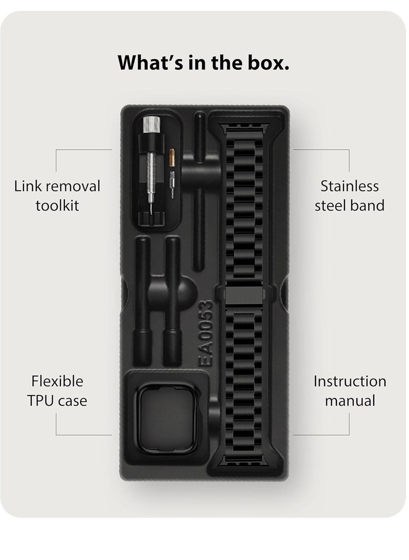Fullmosa - Fullmosa Compatible Apple Watch Bands 49mm 45mm 46mm 44mm 42mm 41mm 40mm 38mm, Metal iWatch Band with Case for Apple Watch Ultra Series 10 9 8 7 6 5 4 3 2 1 SE, 42mm 44mm 45mm Black - Image 1
