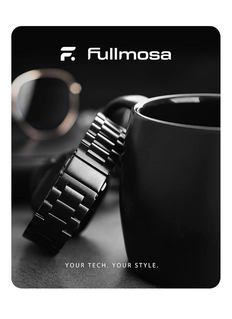 Fullmosa - Fullmosa Compatible Apple Watch Bands 49mm 45mm 46mm 44mm 42mm 41mm 40mm 38mm, Metal iWatch Band with Case for Apple Watch Ultra Series 10 9 8 7 6 5 4 3 2 1 SE, 42mm 44mm 45mm Black - Image 1