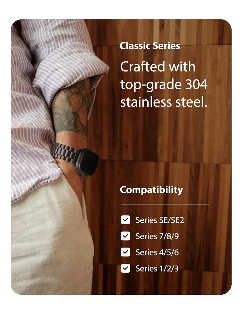 Fullmosa - Fullmosa Compatible Apple Watch Bands 49mm 45mm 46mm 44mm 42mm 41mm 40mm 38mm, Metal iWatch Band with Case for Apple Watch Ultra Series 10 9 8 7 6 5 4 3 2 1 SE, 42mm 44mm 45mm Black - Image 1