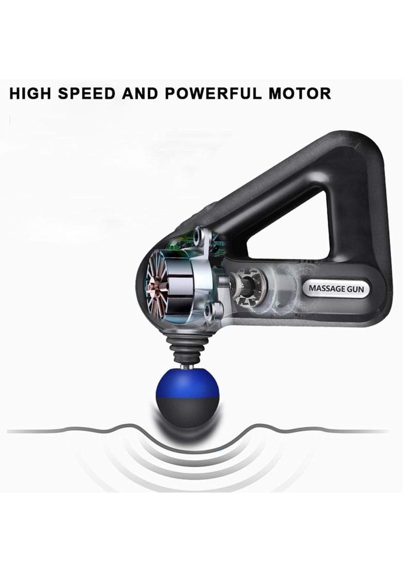 ELTRAZONE Triangle Deep Tissue Body Massager Gun with 12 Pro Massage Heads – High-Power Percussion Therapy for Back, Neck, Shoulder & Muscle Pain Relief – Quiet Motor, Portable Fitness Recovery Tool for Full Body Relaxation and Workout Recovery – USB Rechargeable Massager for Men & Women - Image 3