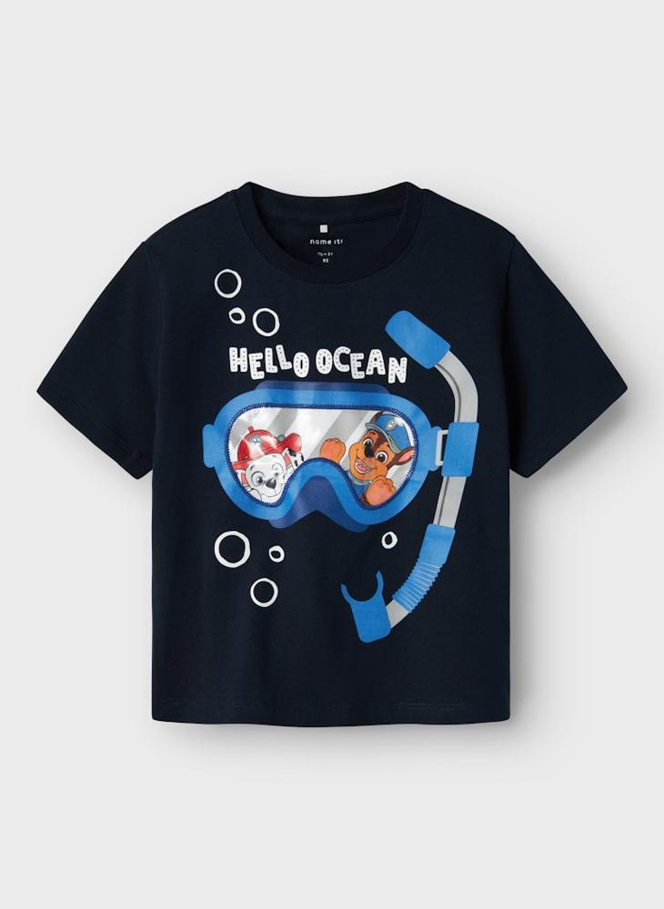 NAME IT Kids Paw Crew Neck T-Shirt  - Image 1