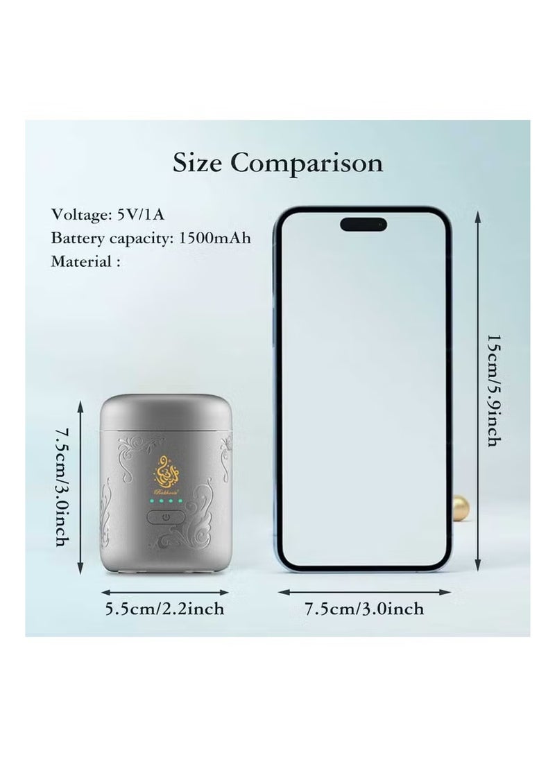 إلترازون New Mini Electronic Arabic Incense Burner | Portable Oud & Bakhoor Mubkhara with Battery Indicator | USB Rechargeable Aromatherapy Diffuser for Home, Office & Car | Charcoal-Free Safe Incense & Fragrance | Modern Oud & Bakhoor Device - Image 5