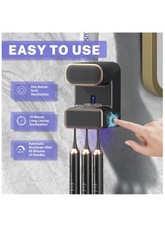 Beauenty Automatic Toothpaste Dispenser with Sterilization, Wall Mounted Electric Toothbrush Holder with 3 Slots, Toothpaste Dispenser for Kids and Adults, Grey  - Image 5