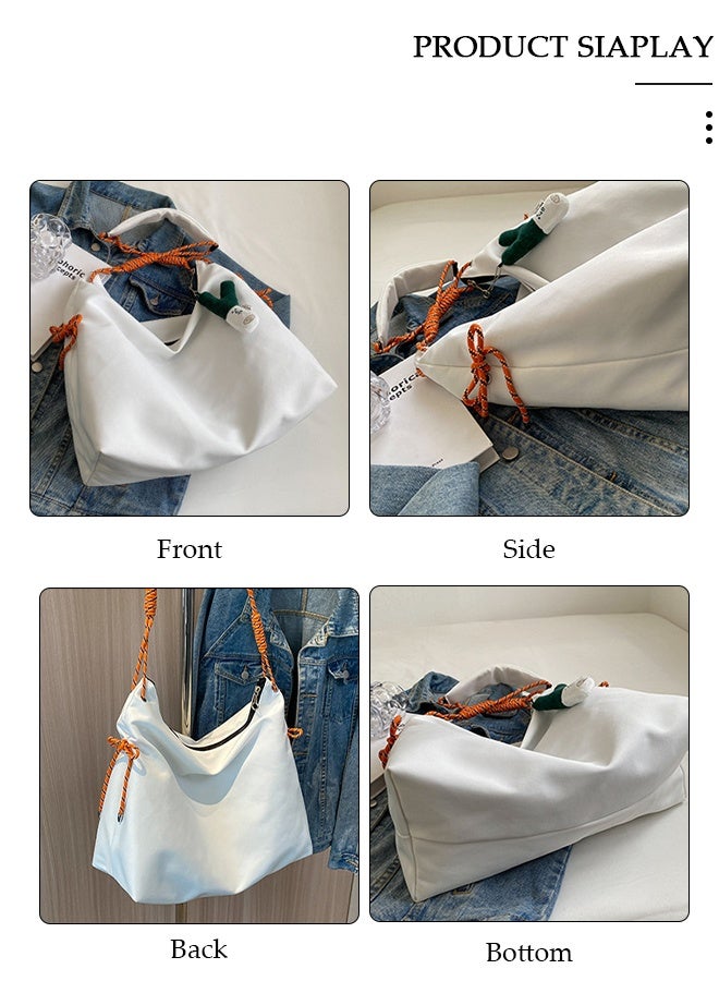 DUNISO Women's Shoulder Tote Bag Canvas Handbag For Women Large Capacity Bucket Bag Fashionable Travel Messenger Shoulder Bag for Ladies Girls College Students - Image 5