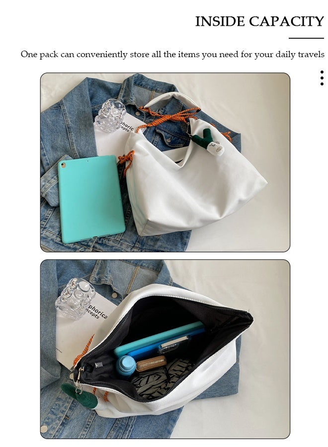 DUNISO Women's Shoulder Tote Bag Canvas Handbag For Women Large Capacity Bucket Bag Fashionable Travel Messenger Shoulder Bag for Ladies Girls College Students - Image 4