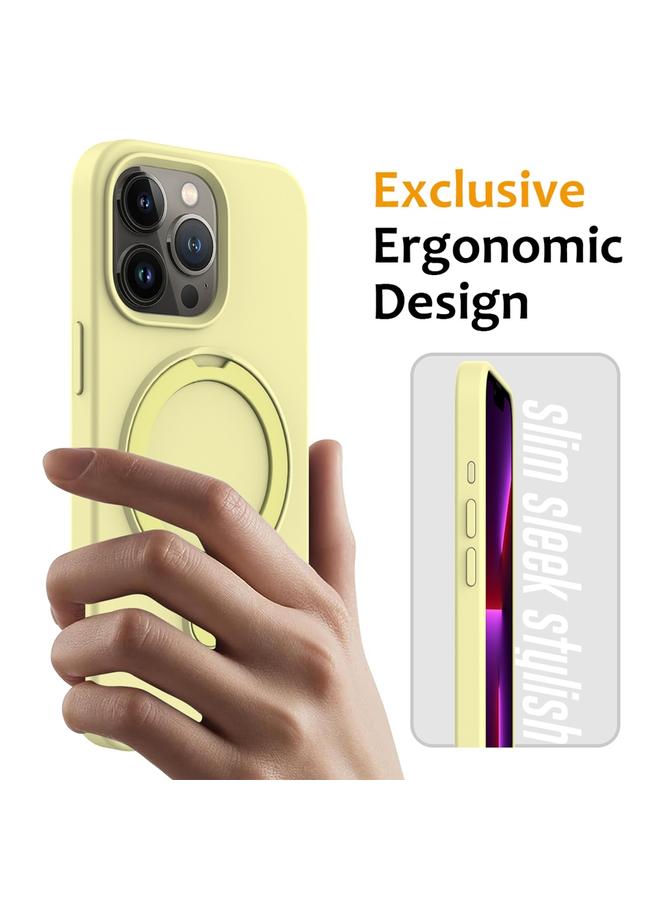 S-TOP Case For iPhone 16 Pro Liquid Silicone MagSafe Magnetic Phone Case with Ring Holder - Image 2