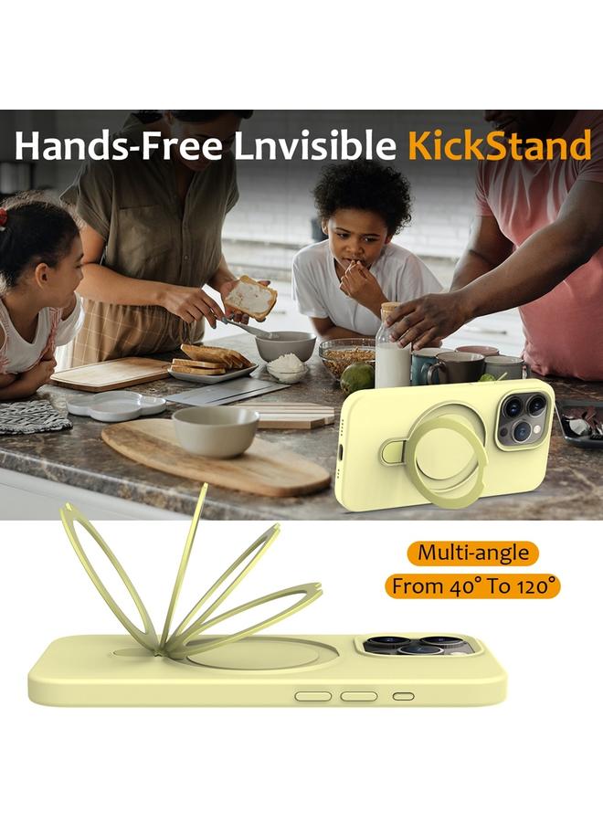 S-TOP Case For iPhone 16 Pro Liquid Silicone MagSafe Magnetic Phone Case with Ring Holder - Image 5