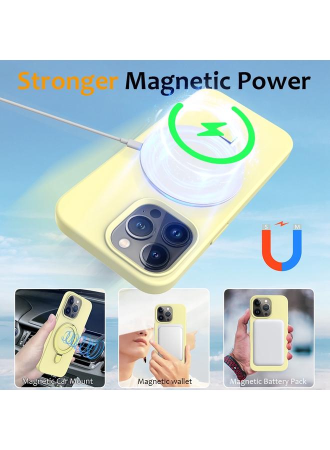 S-TOP Case For iPhone 16 Pro Liquid Silicone MagSafe Magnetic Phone Case with Ring Holder - Image 3