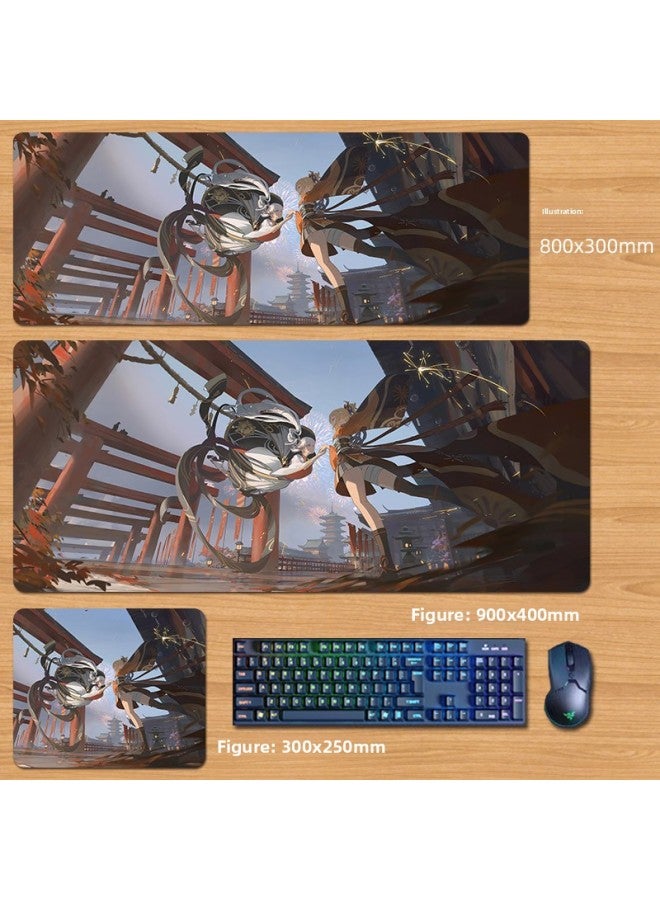 Unlocked Genshin Impact Mouse Pad Extra Large Animation Kamisato Ayaka Thunder General Two-Dimensional Keyboard Computer Game-Color:70x35cm Thickness 3mm-Pattern:YS35  - Image 1