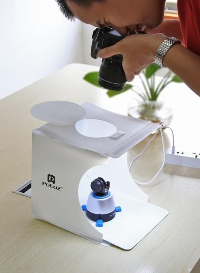 بولوز صندوق استوديو تصوير محمول مزود بلوحة LED مع كابل وخلفيتين باللونين الأبيض والأسود - Image 2