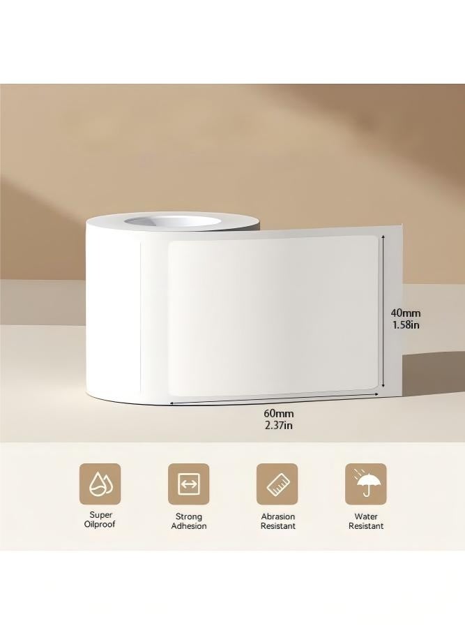 Thermal Label Paper for Thermal Label Printers, Waterproof & Oil-Proof Labeling Tape for Home, Office & Small Business Barcode Printing, 130 Labels/Roll (40×60mm White) - Image 2