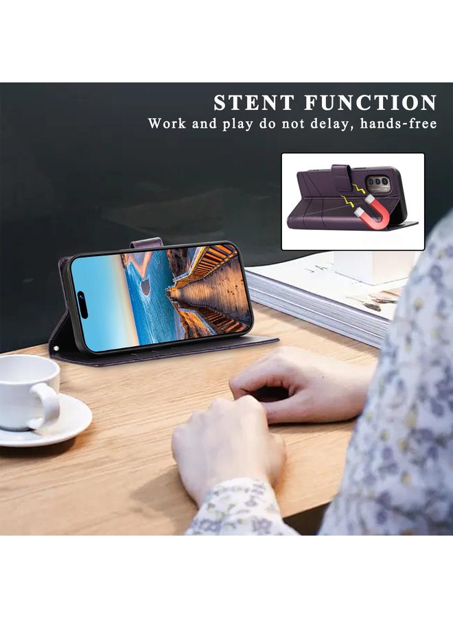 S-TOP Case For Nokia G21 PU Genuine Leather Texture Embossed Line Phone Case - Image 5