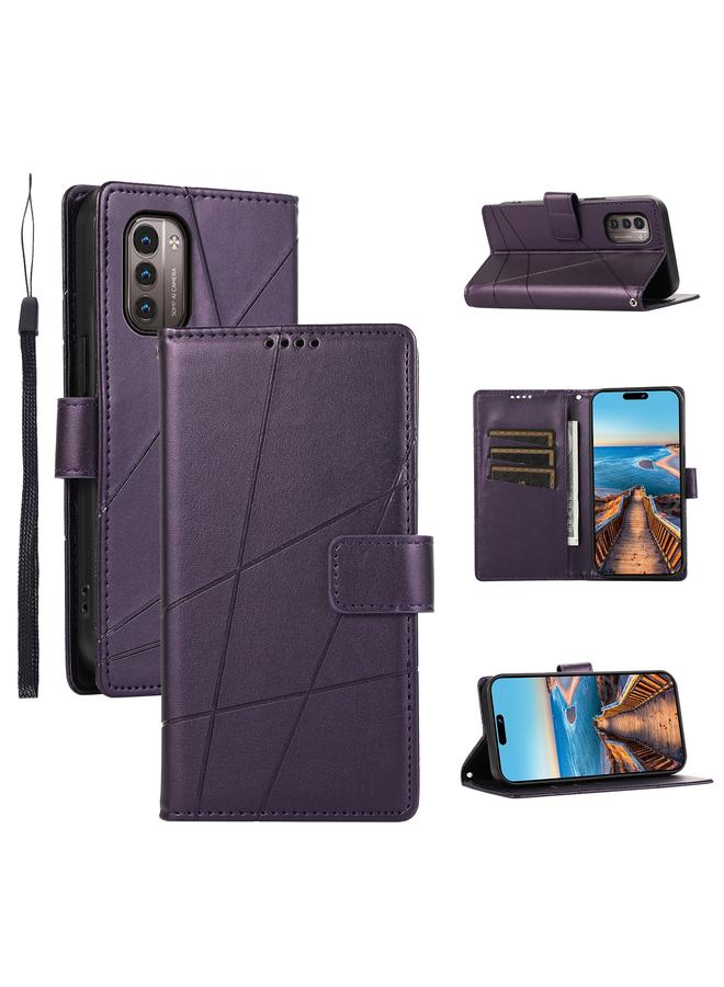 S-TOP Case For Nokia G21 PU Genuine Leather Texture Embossed Line Phone Case - Image 1