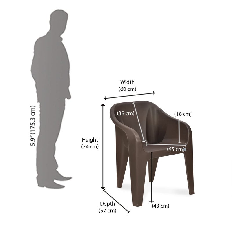 Nilkamal Eeezy Go Plastic Chair Set of 2 Pcs Brown - Image 2