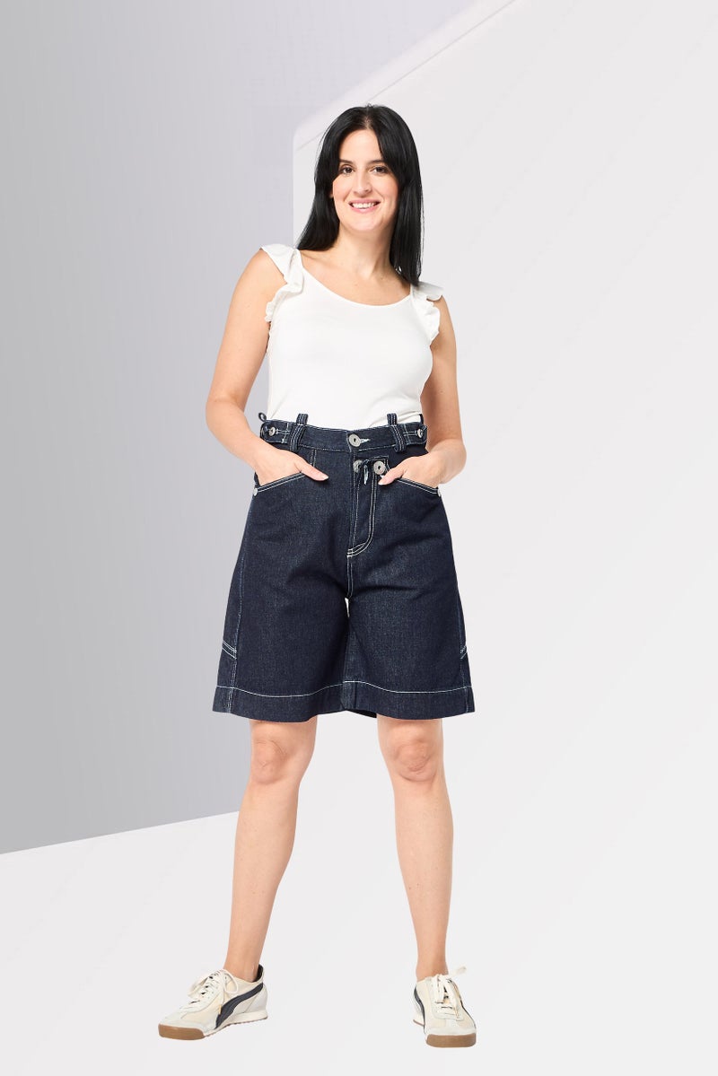 DIESEL Diesel x Pronounce Women Washed Denim Shorts, Navy - Image 2