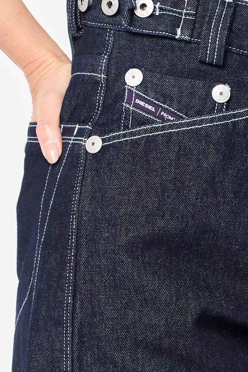 DIESEL Diesel x Pronounce Women Washed Denim Shorts, Navy - Image 3