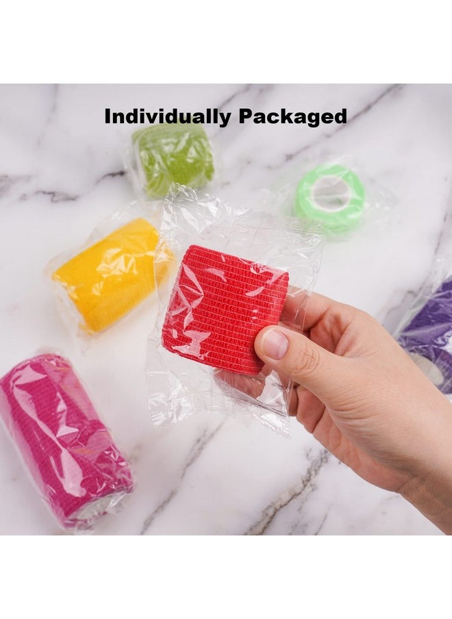 NiHealth 8Pcs Self-Adhesive Cohesive Bandage Elastic Wrap Tape Assortment 5-Yard 1"/2"/3"/4" Rolls Breathable Wound Tapes First Aid Athletic Sports Bandage For Wrist Ankle Pets (4 Sizes, Mixed Colors)  - Image 2