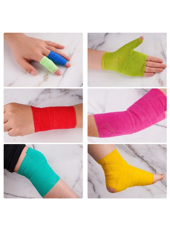 NiHealth 8Pcs Self-Adhesive Cohesive Bandage Elastic Wrap Tape Assortment 5-Yard 1"/2"/3"/4" Rolls Breathable Wound Tapes First Aid Athletic Sports Bandage For Wrist Ankle Pets (4 Sizes, Mixed Colors)  - Image 4