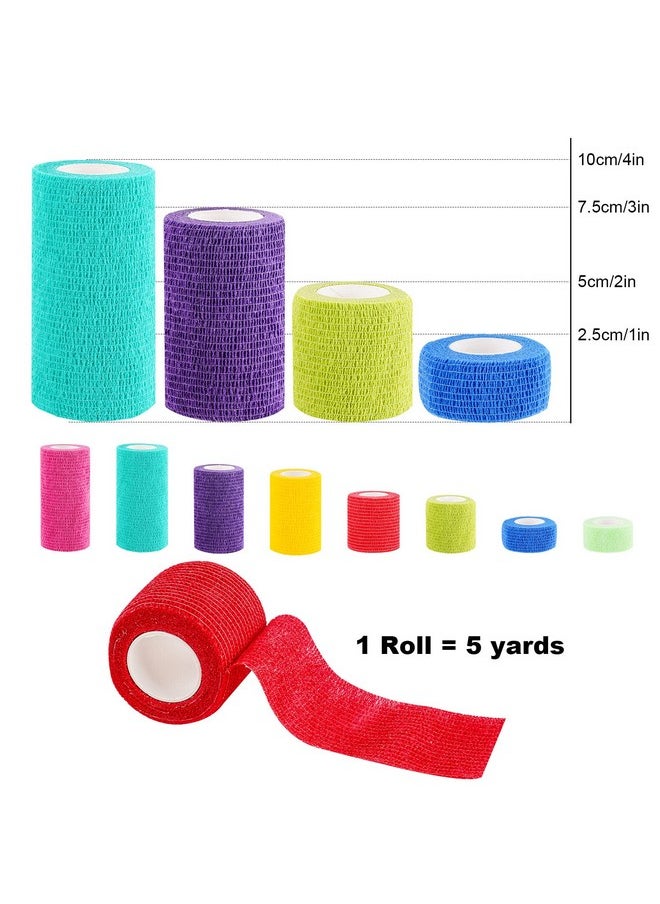 NiHealth 8Pcs Self-Adhesive Cohesive Bandage Elastic Wrap Tape Assortment 5-Yard 1"/2"/3"/4" Rolls Breathable Wound Tapes First Aid Athletic Sports Bandage For Wrist Ankle Pets (4 Sizes, Mixed Colors)  - Image 3