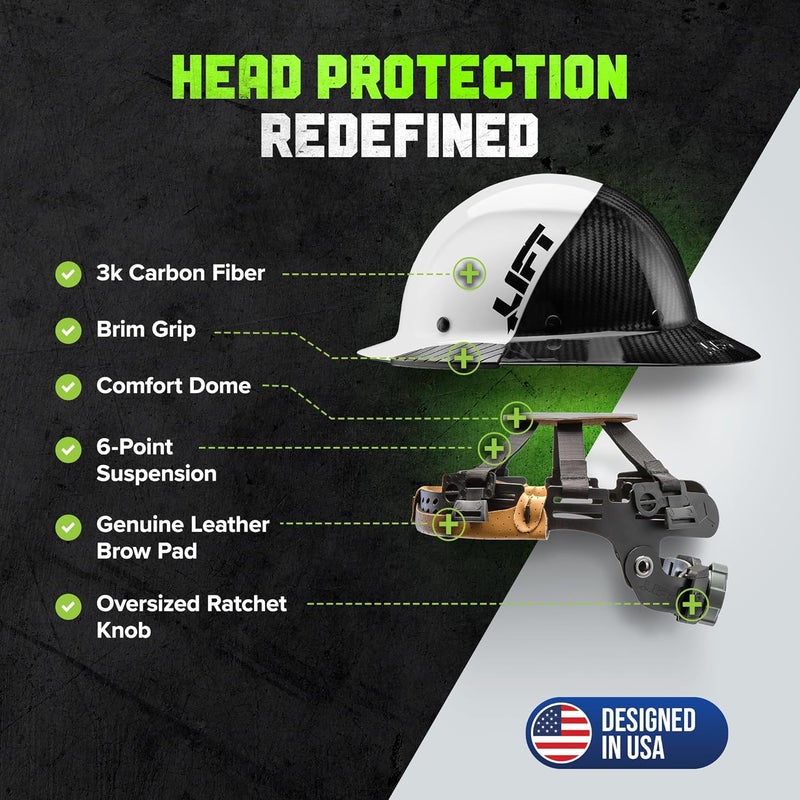 LIFT Safety DAX Carbon Fiber Full Brim Hard Hat (White/Black Camo) - Image 4