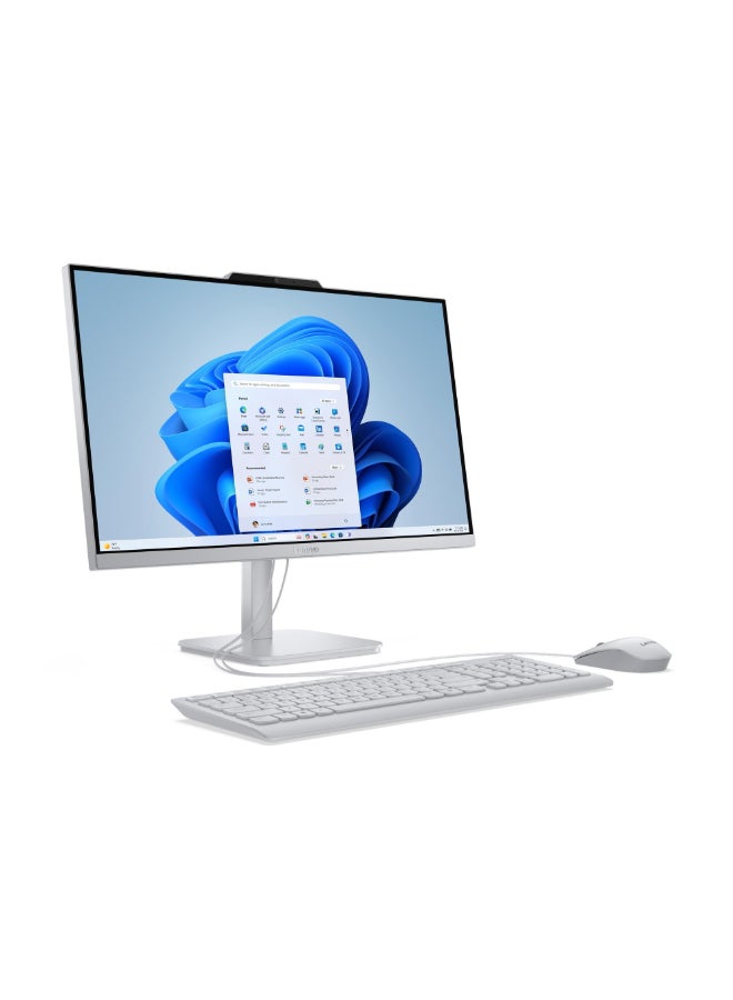 AIO A100 All-in-One Desktop 23.8" FHD IPS Display, Intel i3-N305, 16GB DDR4, 512GB SSD, Wi-Fi 6, Windows 11 Pro, Wireless Keyboard & Mouse, 1 Year Lenovo Warranty ()(Upgraded) English Cloud Grey