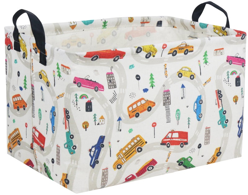 Essme Rectangular Boys Basket,Kids Storage Basket with Handles for Car Decor,Racing Storage Binï¼ˆCarï¼‰ - Image 1