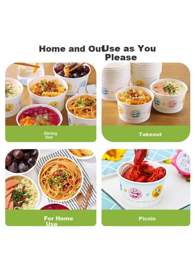 Maryya Meili Ya Disposable Bowls, Food-grade Takeout Containers, 560ml*25 Pieces, Heat-resistant, For Takeout, Picnic, Round Paper Bowls And Lunch Boxes - Image 1