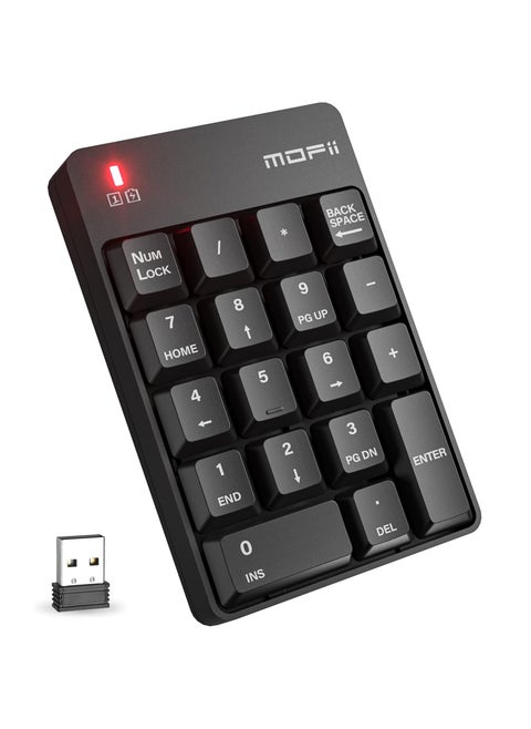 MOFII Wireless Number Pad - 2.4G Numeric Keypad Silent 19 Keys USB Keypads, Portable Financial Accounting Numpad 10 Key for Laptop/Notebook/Surface Pro/PC - Black