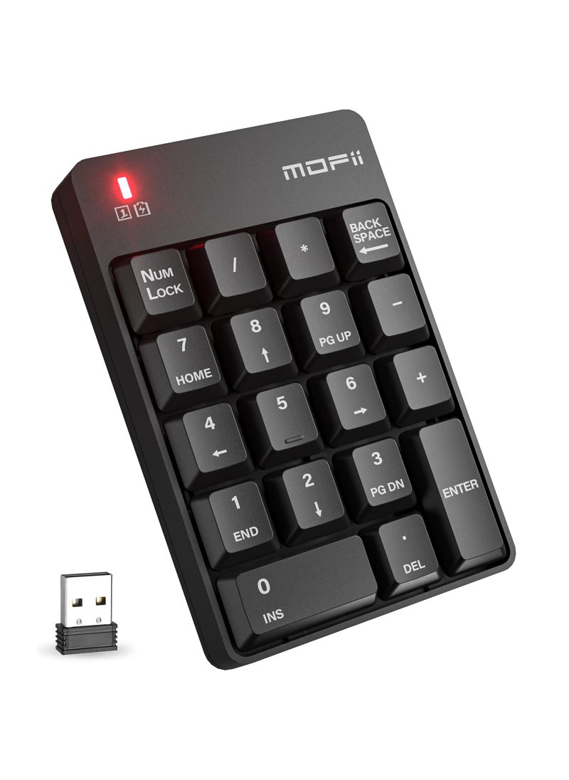 MOFii MOFII Wireless Number Pad - 2.4G Numeric Keypad Silent 19 Keys USB Keypads, Portable Financial Accounting Numpad 10 Key for Laptop/Notebook/Surface Pro/PC - Black  - Image 1