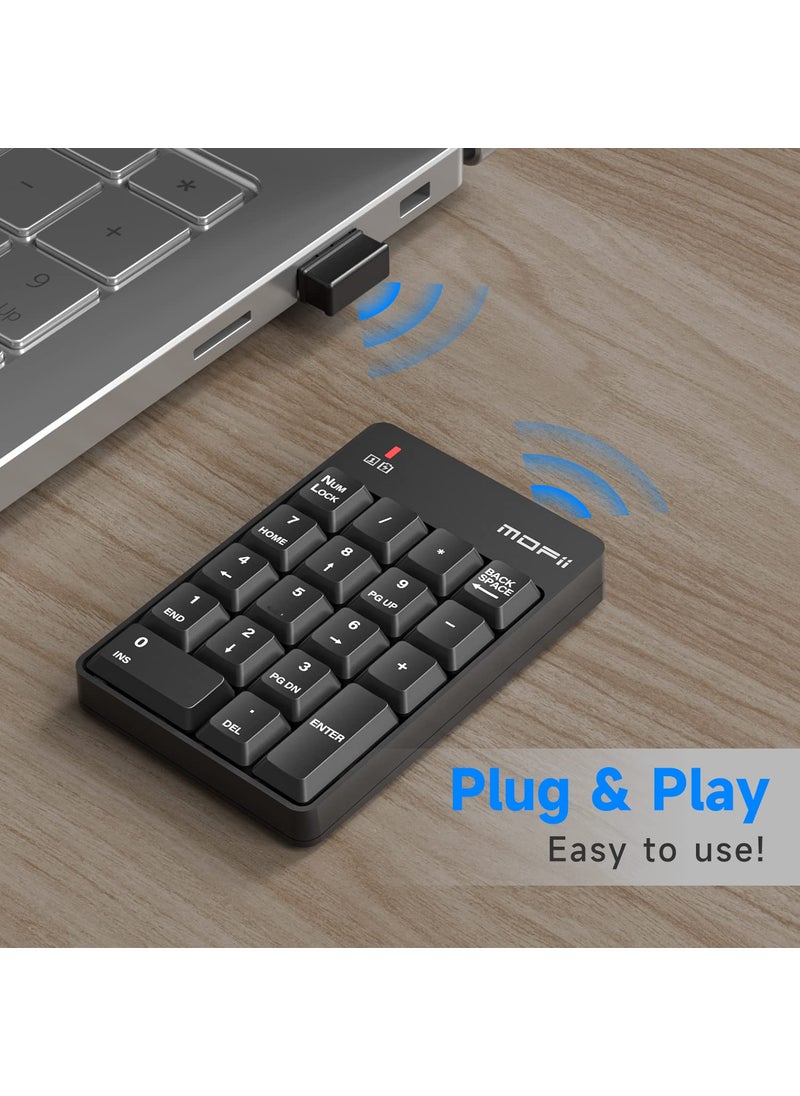 MOFii MOFII Wireless Number Pad - 2.4G Numeric Keypad Silent 19 Keys USB Keypads, Portable Financial Accounting Numpad 10 Key for Laptop/Notebook/Surface Pro/PC - Black  - Image 2