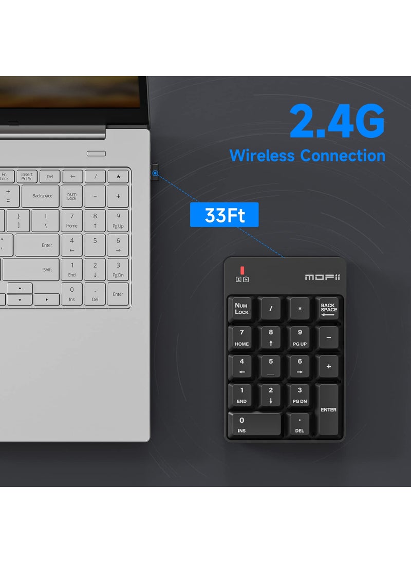 MOFii MOFII Wireless Number Pad - 2.4G Numeric Keypad Silent 19 Keys USB Keypads, Portable Financial Accounting Numpad 10 Key for Laptop/Notebook/Surface Pro/PC - Black  - Image 5