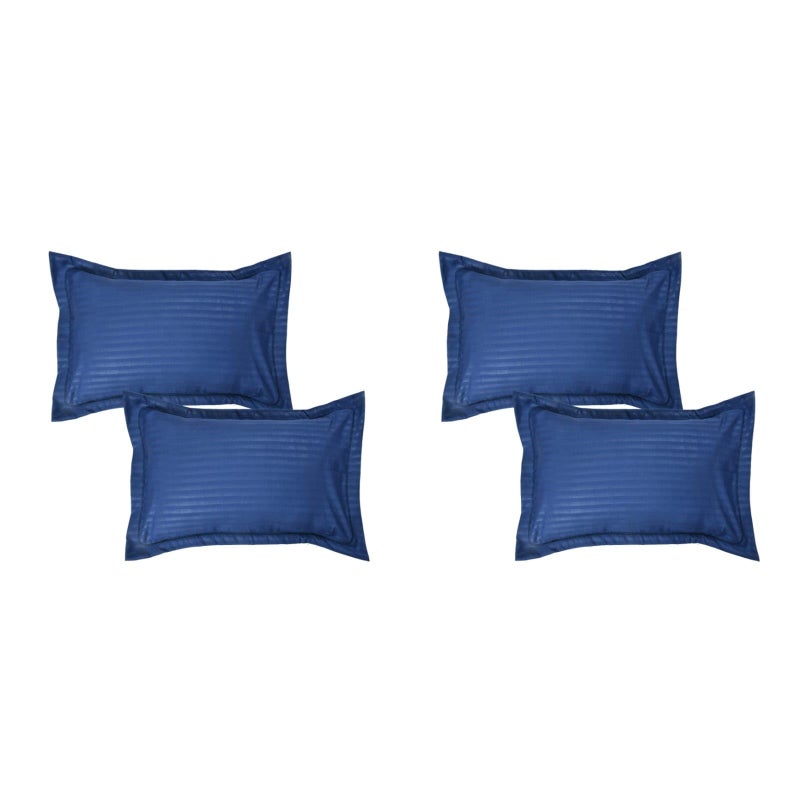 TrendRoad Satin Fabric Stripes Pattern Pillow Case Covers|Pack of 4| Color: Navy Blue